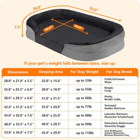 Orthopedic Waterproof Medium Dog Bed Sofa, Gel Memory Foam, 36" – Essentials for Dogs - Dark Grey / XXX-Large(53 x 35.8 x 7.5 inch) - image 3