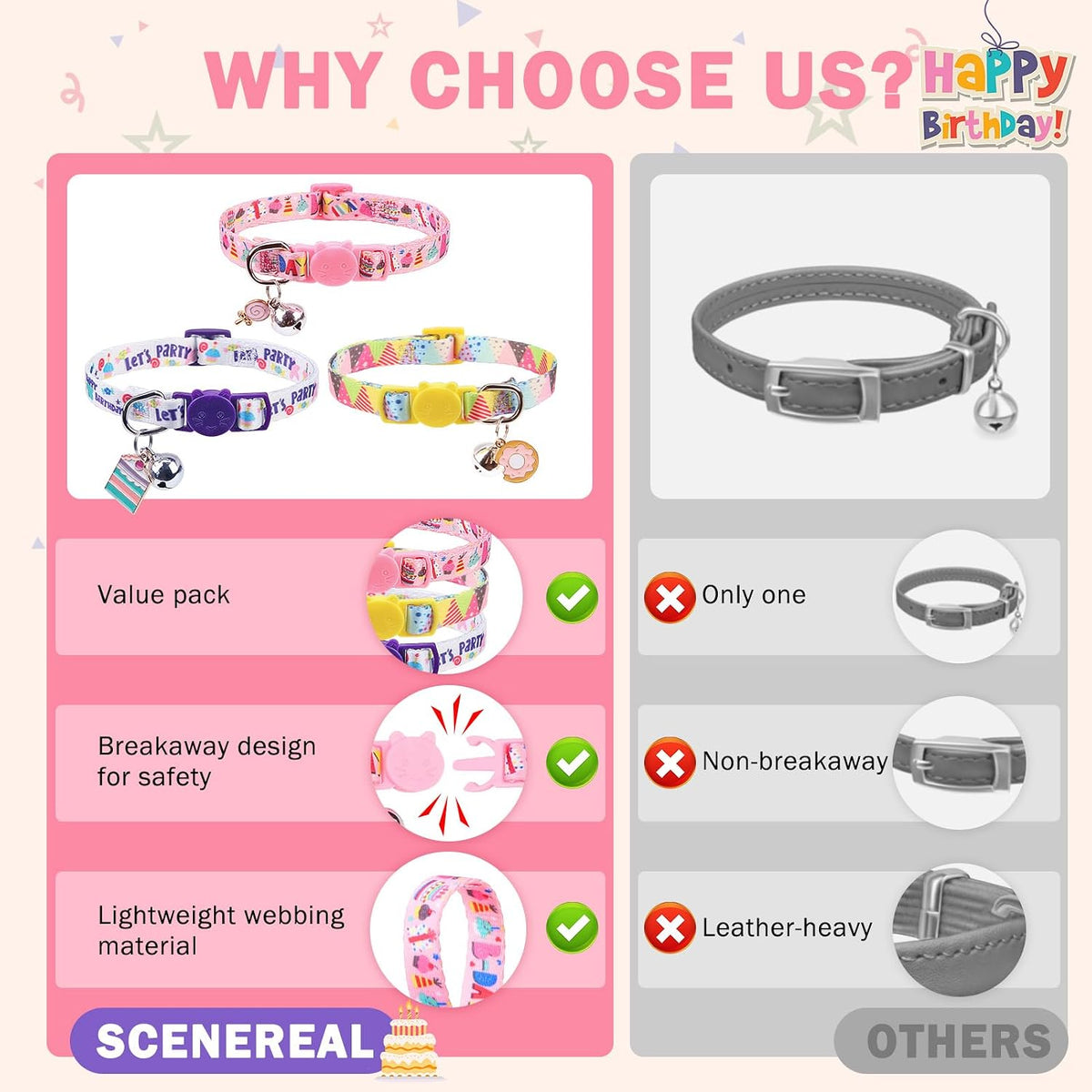 Breakaway Cat Collars with Bell - Birthday - image 4