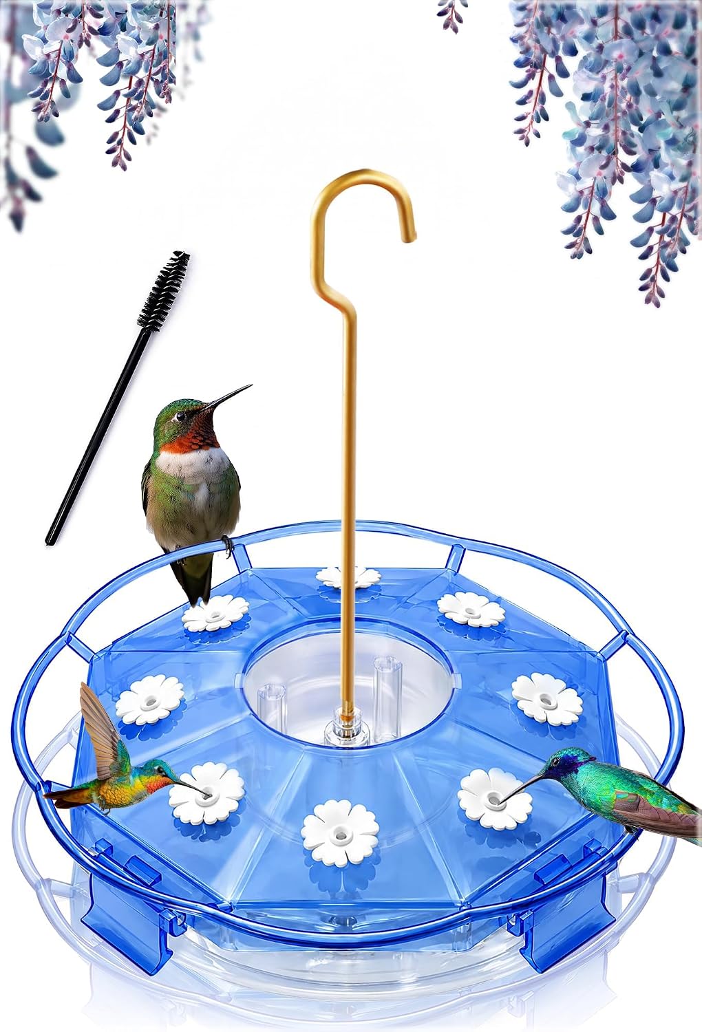 2 Pack 16 oz Saucer Hummingbird Feeders for Outdoors - Clear Sapphire / 1-Feeder Set