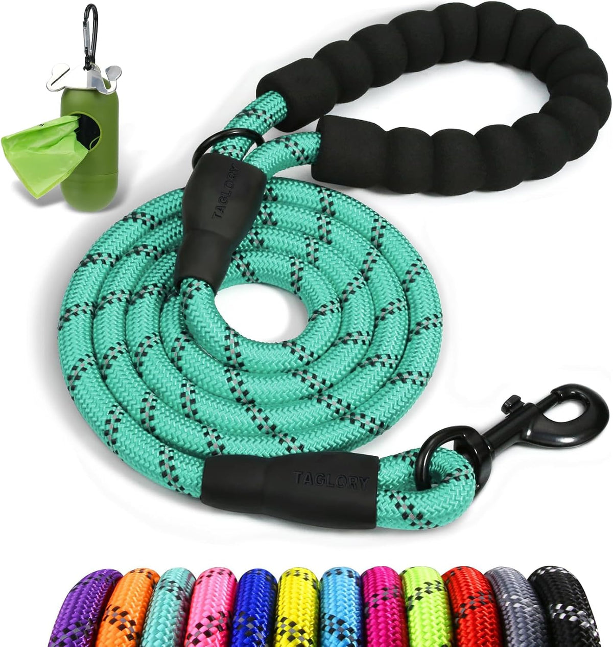 Taglory Rope Dog Leash for Medium Large Dogs - 3/8" x 5 FT (0~20 lbs.) / Turquoise
