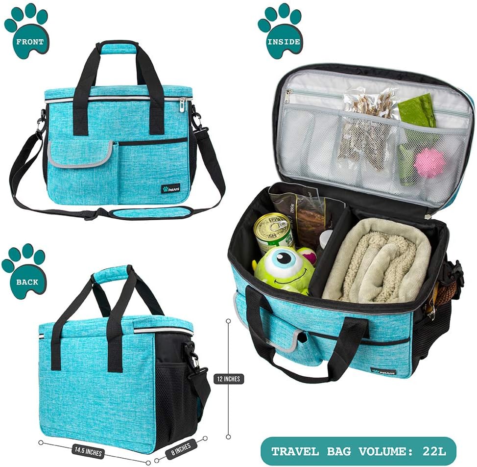 PetAmi Dog Travel Bag Organizer, Pet Supplies Diaper Tote - Medium - 14.5"L x 8.0"W x 12.0"H / Sea Blue - image 2