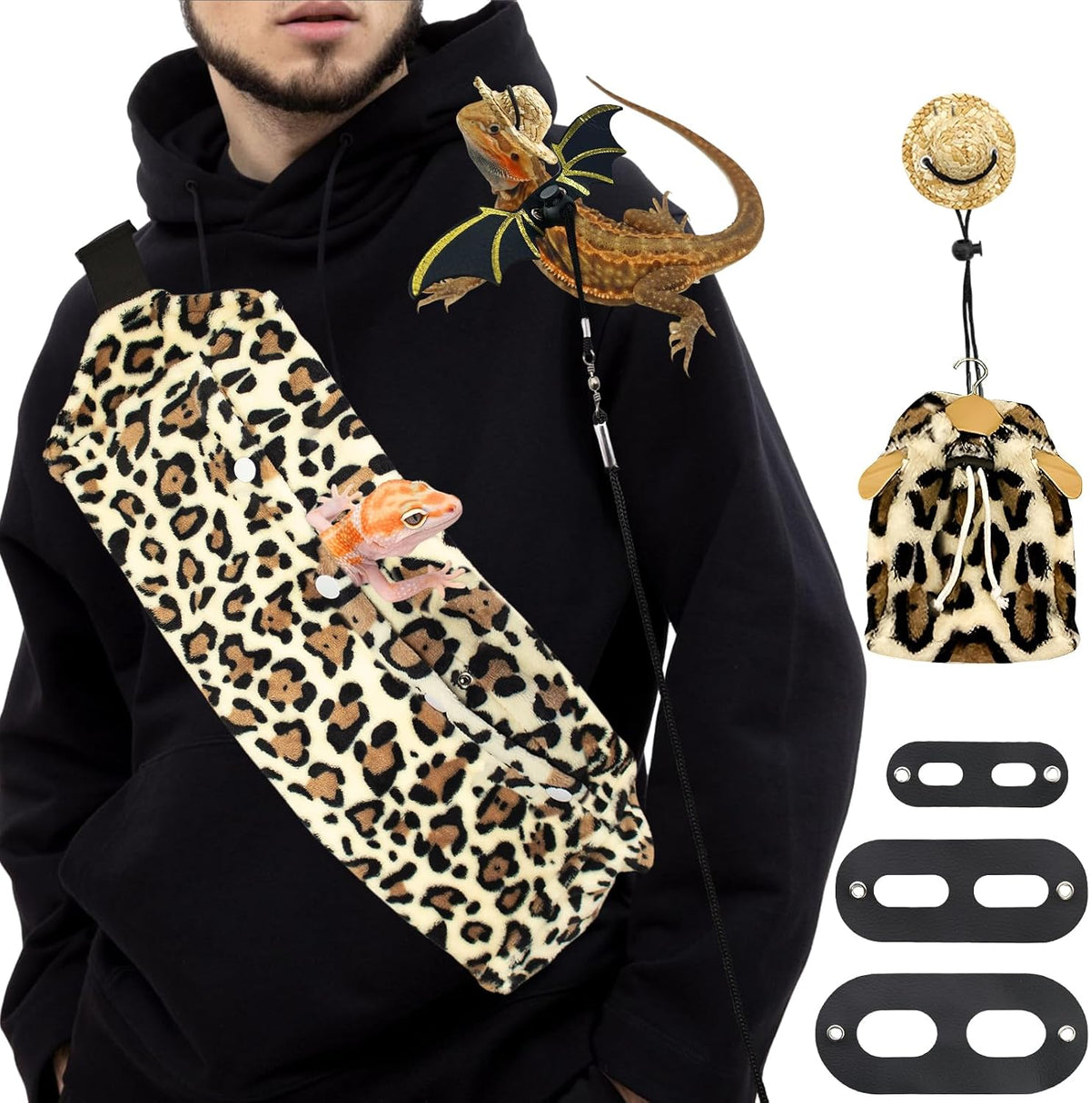Bearded Dragon Leash and Harness Set, Bearded Dragon Accessories - Leopard