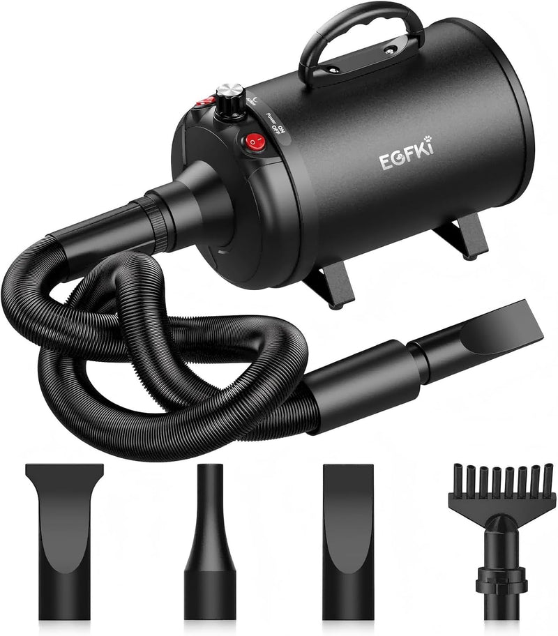 Dog-Hair-Dryer, 5.2HP/ 3800W High Velocity Pet Blow Dryer with Heater for Grooming, Speed