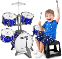 CHADRIGIVS kids drum set with bass drum pedal, cymbal, drumsticks and four-legged stool