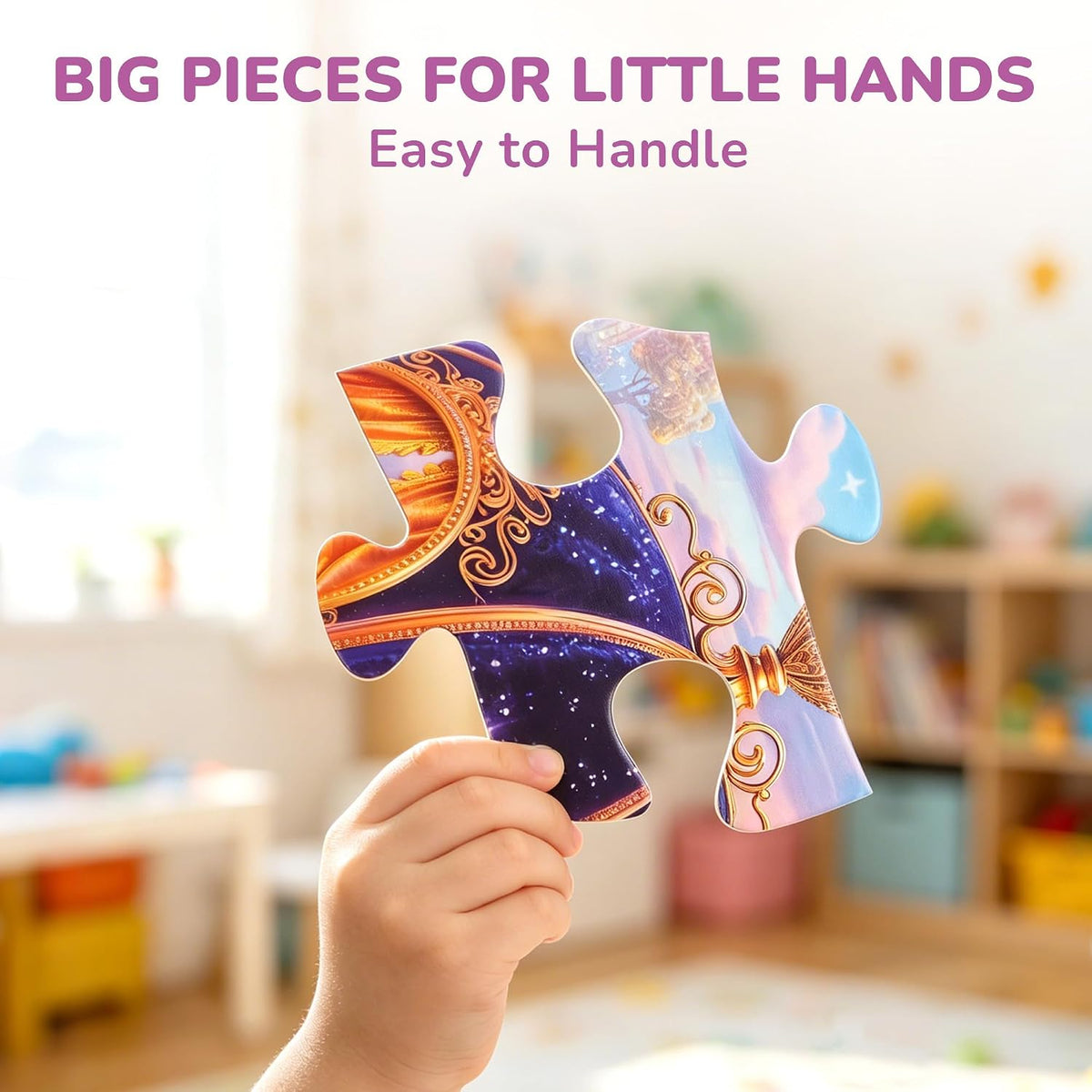 BenBen mermaid floor puzzle for kids, 52 large cardboard pieces with carrying box - view 8