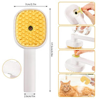 3-in-1 Cat & Dog Steam Brush – USB Rechargeable Spray Grooming Comb with Silicone Teeth – Anti-Static, Shedding Control & Massaging for All Hair Types Long/Short Hair Pets (Green)