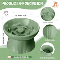 Tioncy 2 Pcs Ceramic Elevated Slow Feeder Cat Bowl - Sage Green / 1 - image 2