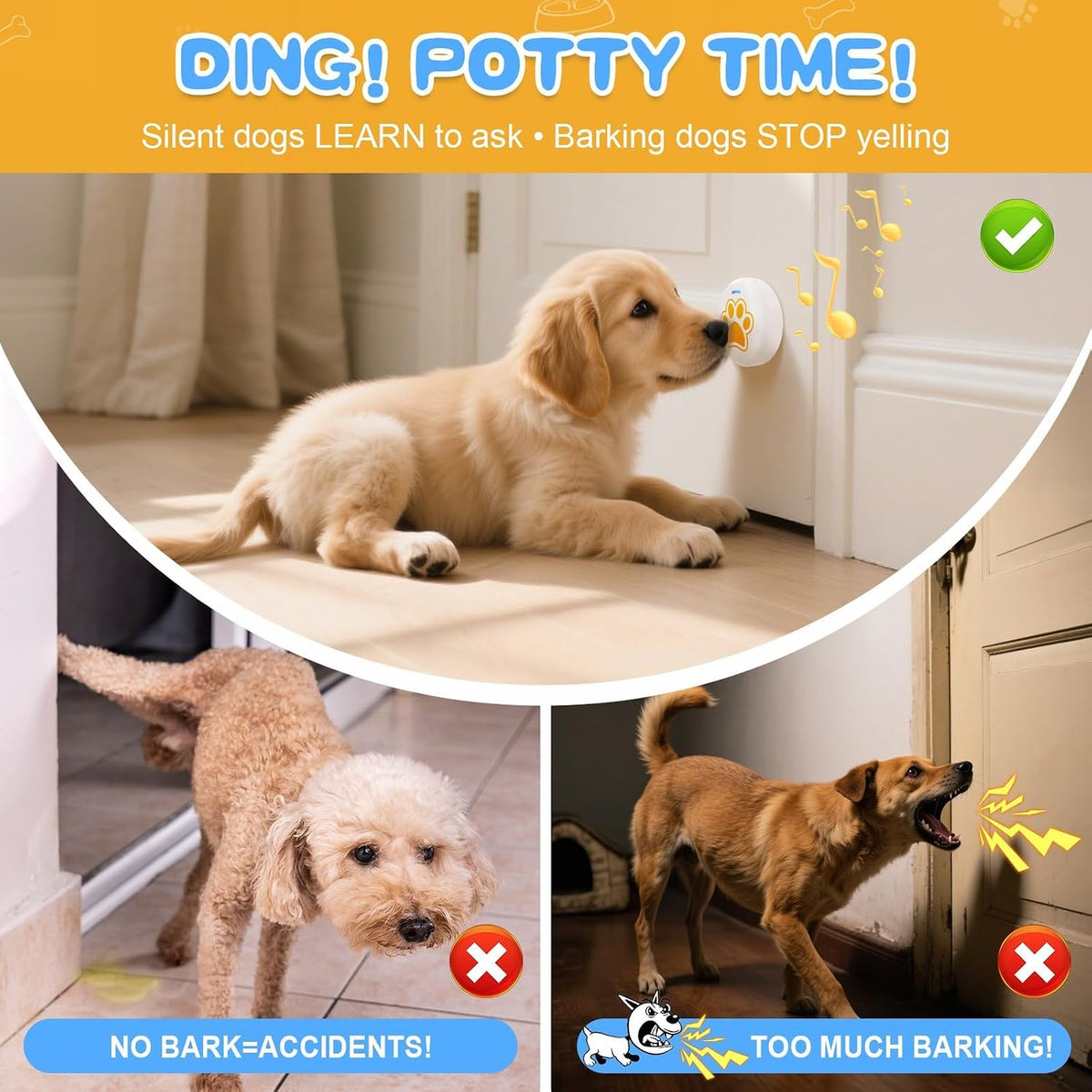 Dog Training Bells for Door - Yellow-1pack - image 2