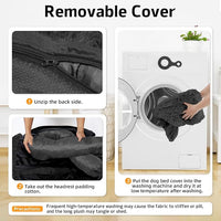 Calming Dog Bed Fluffy Plush Dog Mat for Furniture Protector with Removable Washable Cover for Large Medium Small Dogs and Cats (Small(35x31x5), Dark Grey)