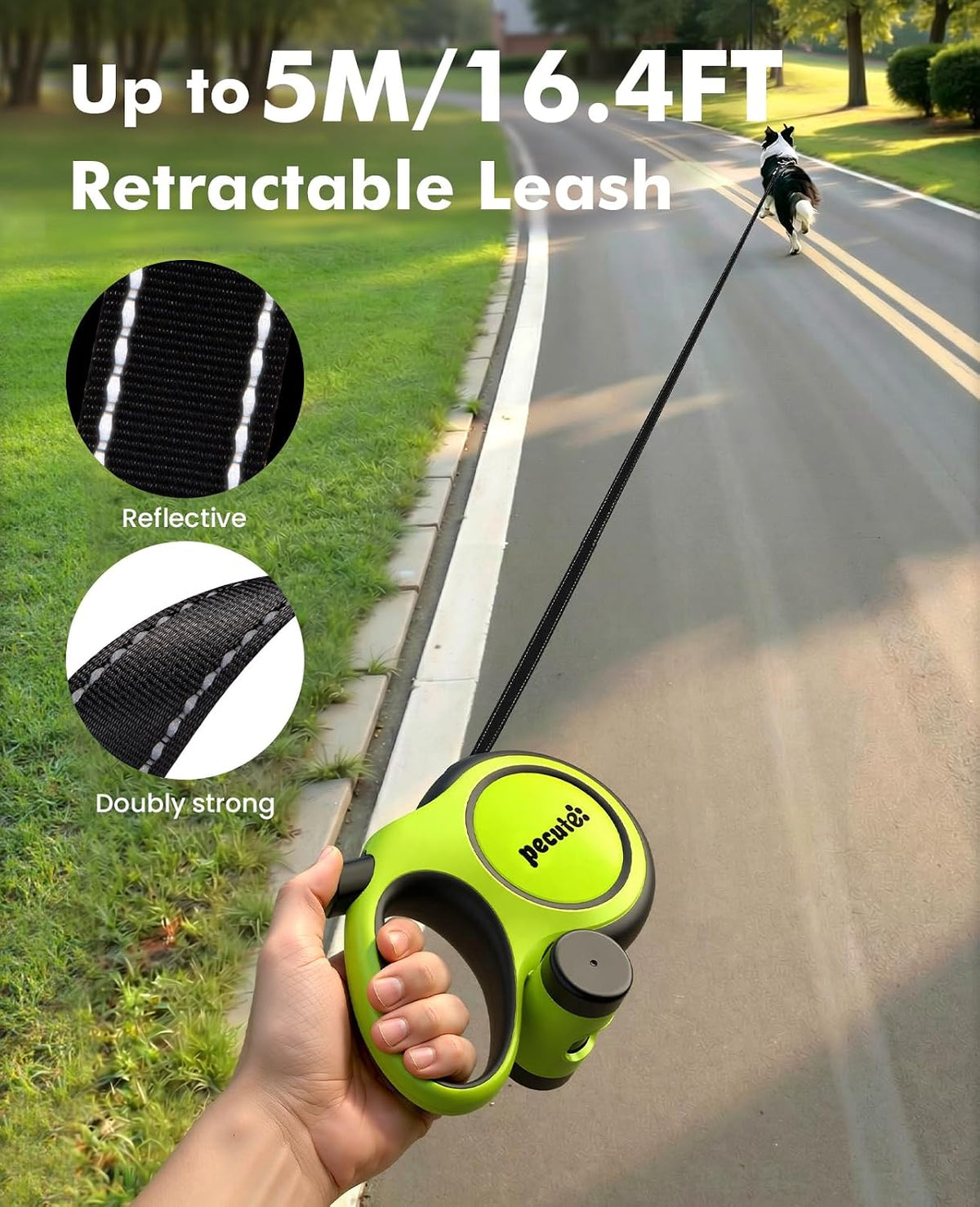 Pecute Heavy Duty Retractable Dog Leash 26ft for Large Dogs – Essentials for Dogs - Green / 16ft| up to 110 lbs - image 2