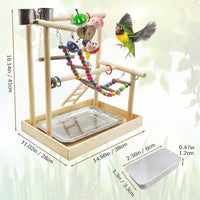 PINVNBY Bird Playground Parrot Playstand Birds Play Stand Wood - Two Floors With Wooden Bridge - image 4