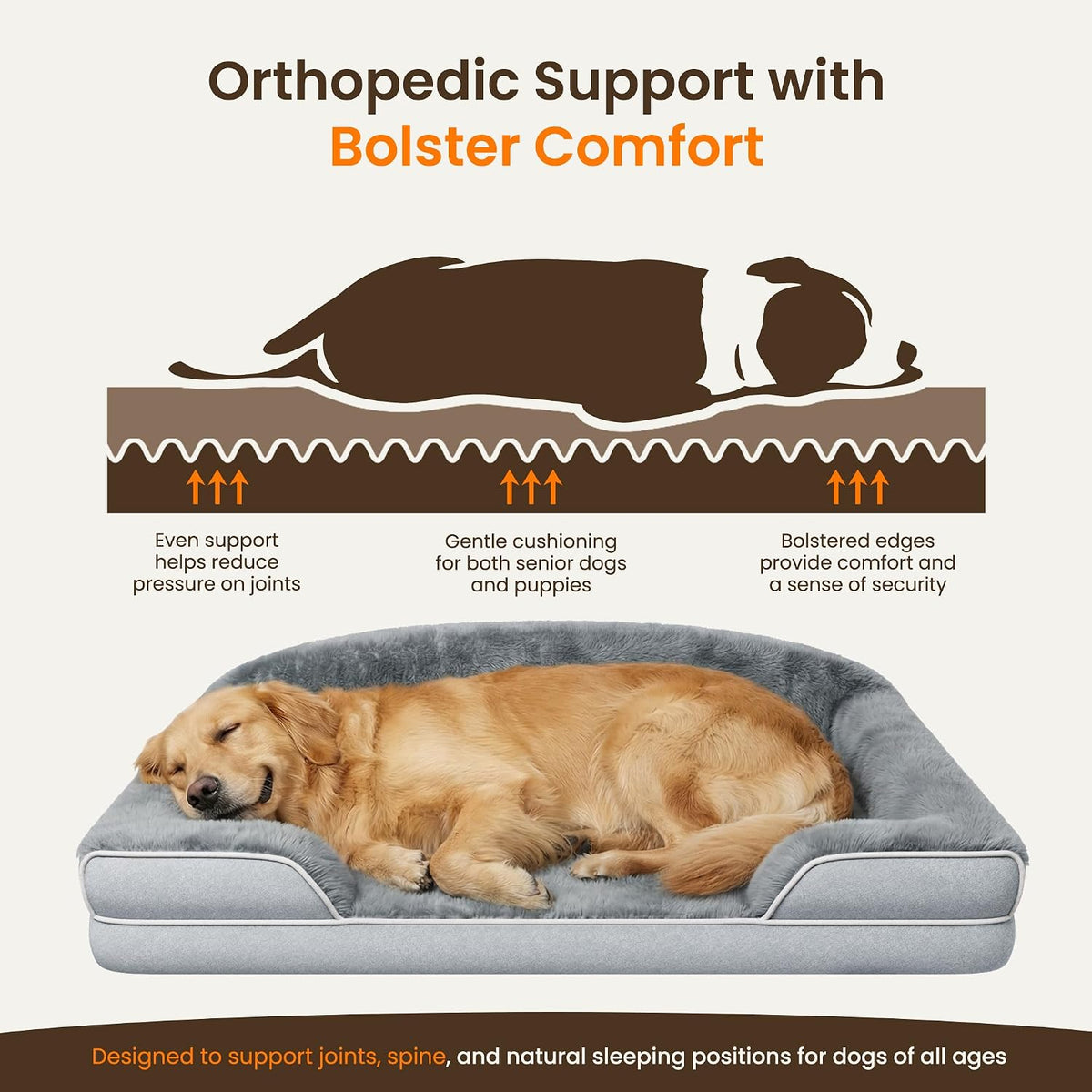 Orthopedic Dog Bed for Extra Large Dogs - Light Grey / 35.0"L x 25.0"W x 7.0"Th - image 3