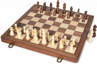 ELONGDI 15 inch folding magnetic wooden chess set with walnut finish - view 3
