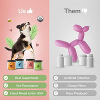 kin+kind Dog Supplement Powder - Supplement for Dogs & Cats for Healthy Immunity - Bladder Support - Natural Formula with Organic Cranberry, Blueberry and Coconut - Made in USA - 8 oz (Large)