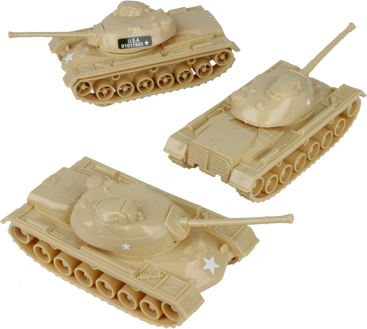 TimMee Toy Tanks for Plastic Army Men, OD Green WW2 3pc - Tan