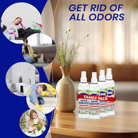 ZORBX Unscented Odor Eliminator for Strong Odor 7.5 Fl Oz, Pack of 4 - Used in Hospitals & Healthcare Facilities - Advanced Formula, Fast-Acting Odor Remover Spray for Dog, Cat, House & Carpet