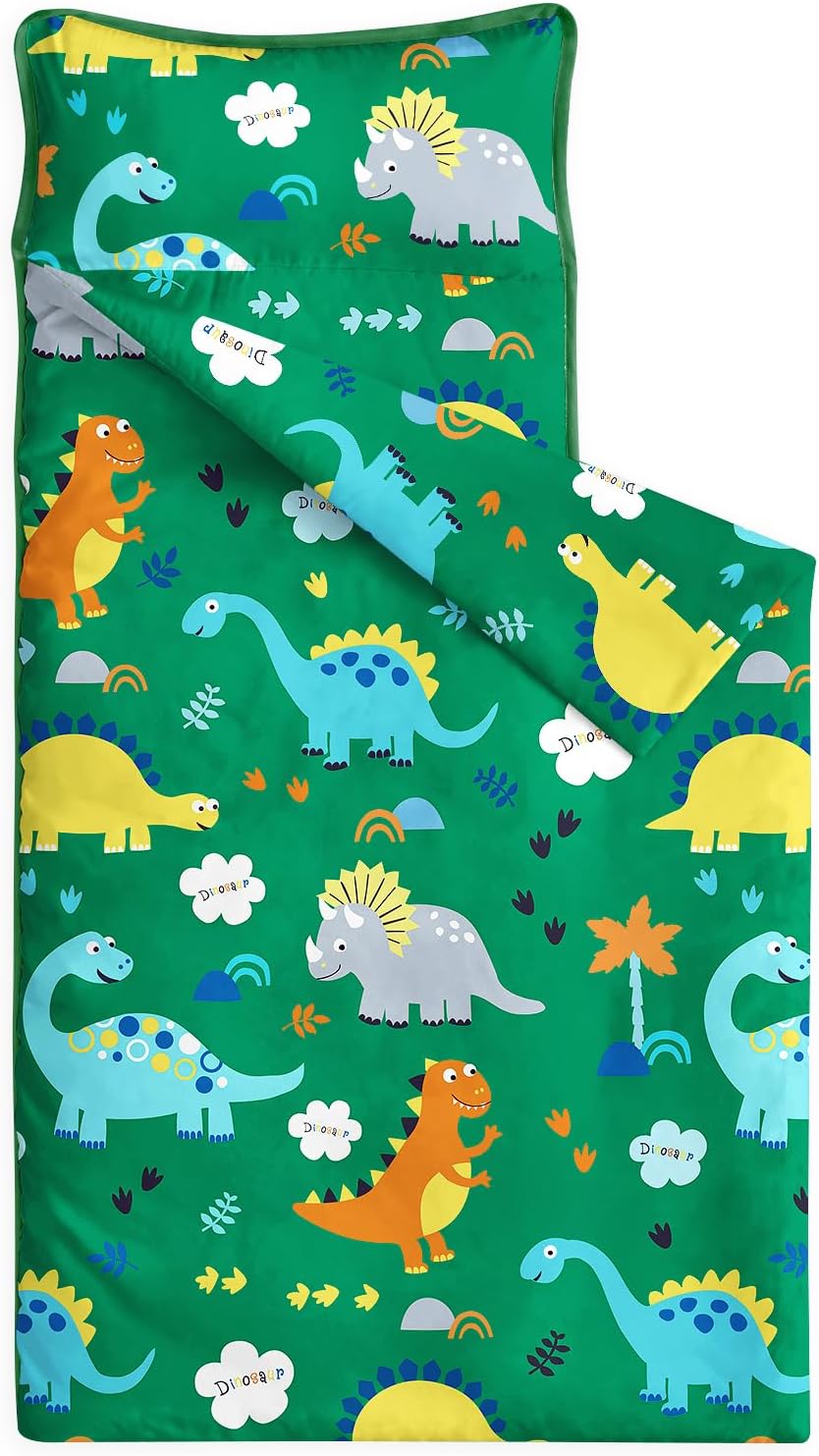 Wake In Cloud, Toddler Nap Mat with Pillow and Blanket - Standard - 50"x20" / Forest Green
