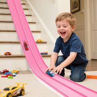 Flex Tracks 15 Ft Starter Set Flexible Race Track for Kids 3+ - Pink