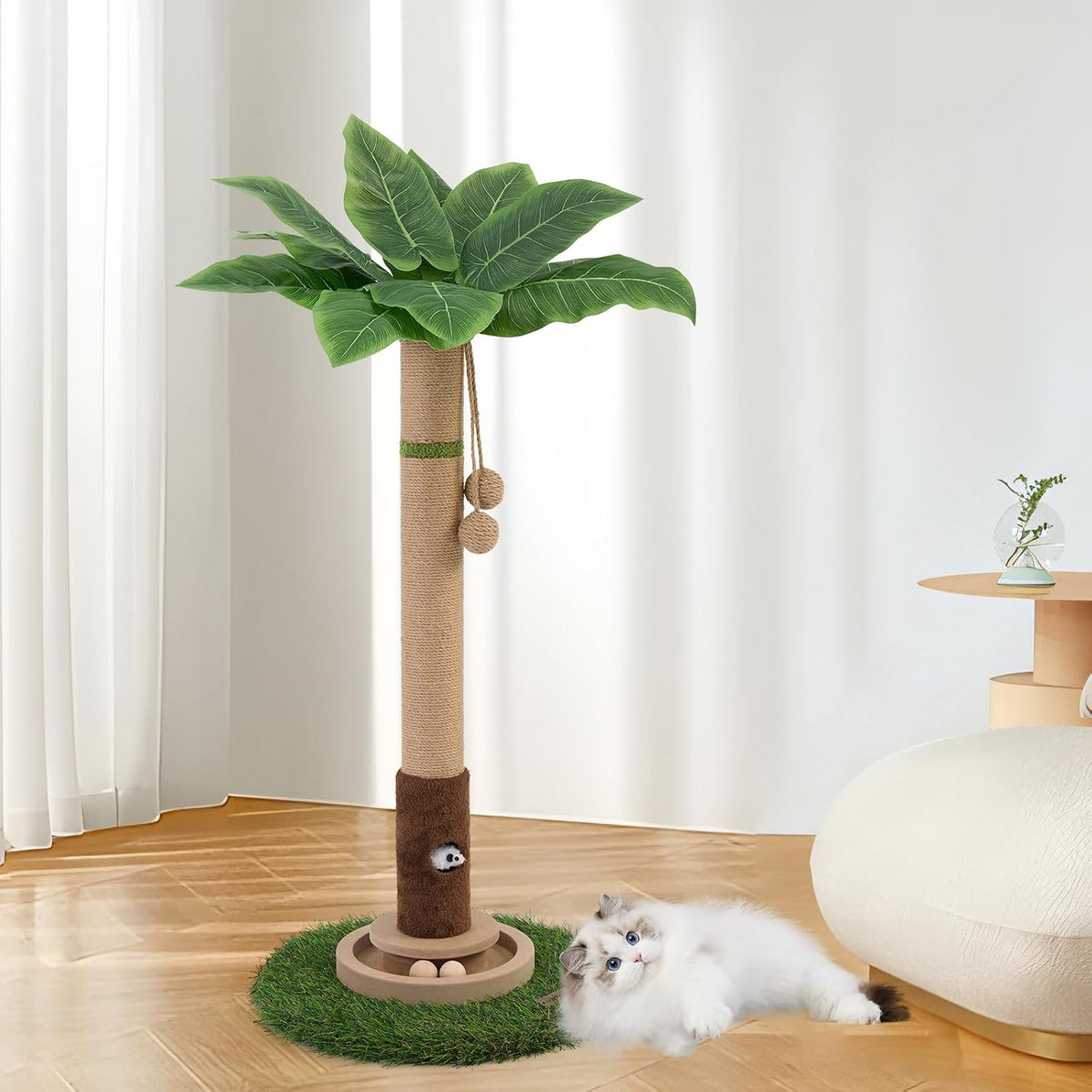 Tall Cat Scratching Post, Cat Toys - Green - image 2