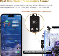 GLOWRIUM Saltwater Aquarium Light, Smart Reef Coral Fish Tank Light with Bluetooth + WiFi Dual Control App, DIY Spectrum, Brightness Adjustable, Anti-Drop, Real Time Water Temperature Sensor(18-24 in)