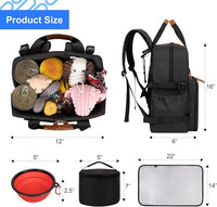 Modoker Dog Travel Bag, Airline Approved Backpack for Pet Accessories Organizer, Tote Weekend Bag with 2 Dog Food Storage Containers, 2 Collapsible Bowls, 1 Pet Mat, Black