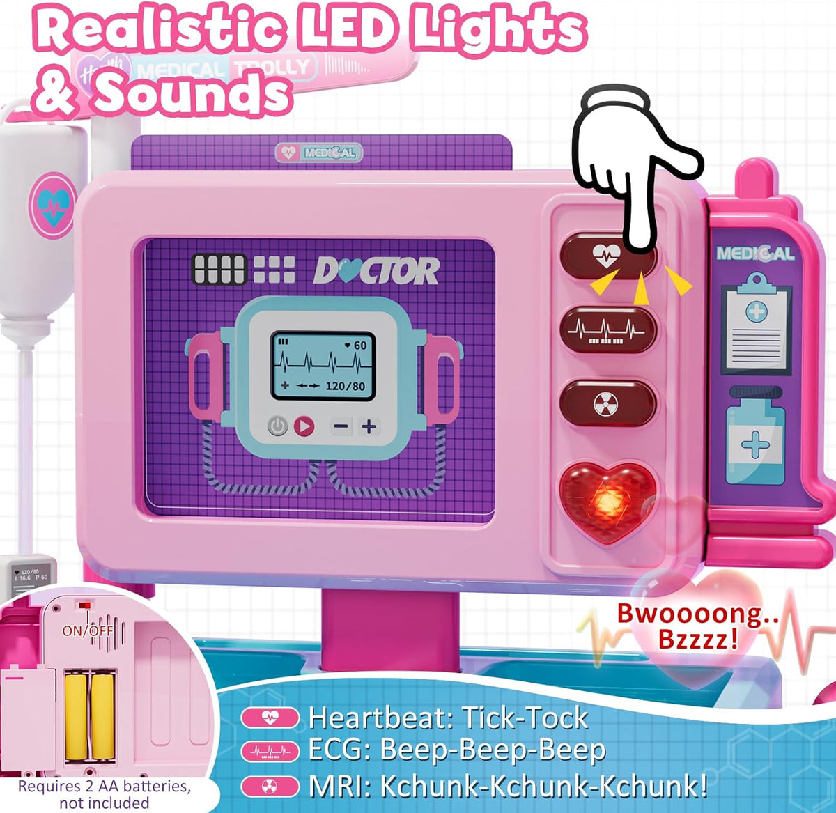 Lehoo Castle Doctor Kit for Toddlers 3-5 - Pink - image 2