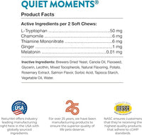 NaturVet Quiet Moments Calming Aid Cat Supplement Plus Melatonin – Helps Reduce Stress in Cats – for Pet Storm Anxiety, Motion Sickness, Grooming, Separation, Travel – 50 Ct. Soft Chews