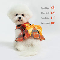 PUPTECK Classic Beige Plaid Dog Dress with Bow Puppy Skirt Clothes M – Essentials for Dogs - Orange(Plaid) / Large - image 4