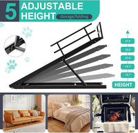 Dog Ramp, 5 Level Adjustable Height Folding Pet Ramp for High Bed, Portable Paw Ramps Large Bed Ramp for Medium & Large Old Dogs & Cats - Natural Wood Furniture Quality