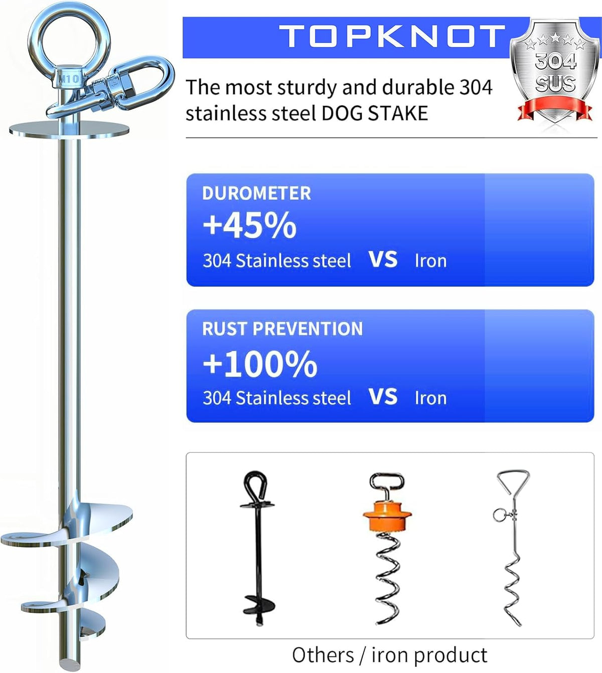 Dog Tie Out Cable and Stake - dog stake+20ft/150lbs / Blue - image 2