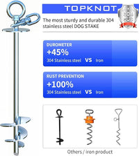 TOPKNOT Dog Tie Out Cable and Stake,(up to 200lbs) 30 ft Heavy Duty Cable,360°Swivel Run- No Tangle,Runner for Yard,Ideal for Outdoor Camping