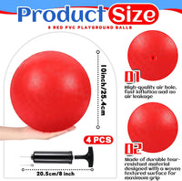 Hiboom kickball set with four 10 inch red balls, rubber bases and air pump - view 16