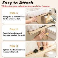 Cloud-Soft Wooden Cat Window Sill Perch with Zipper Cushion - White / Large - image 3