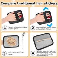 Pet Hair Remover, electrostatic pet Hair Removal Gloves, cat and Dog pet Hair Removal Tools, Suitable for Bed Sheets, Blankets, Clothes, Sofas, Multi-Functional Beauty Gloves -2 Piece