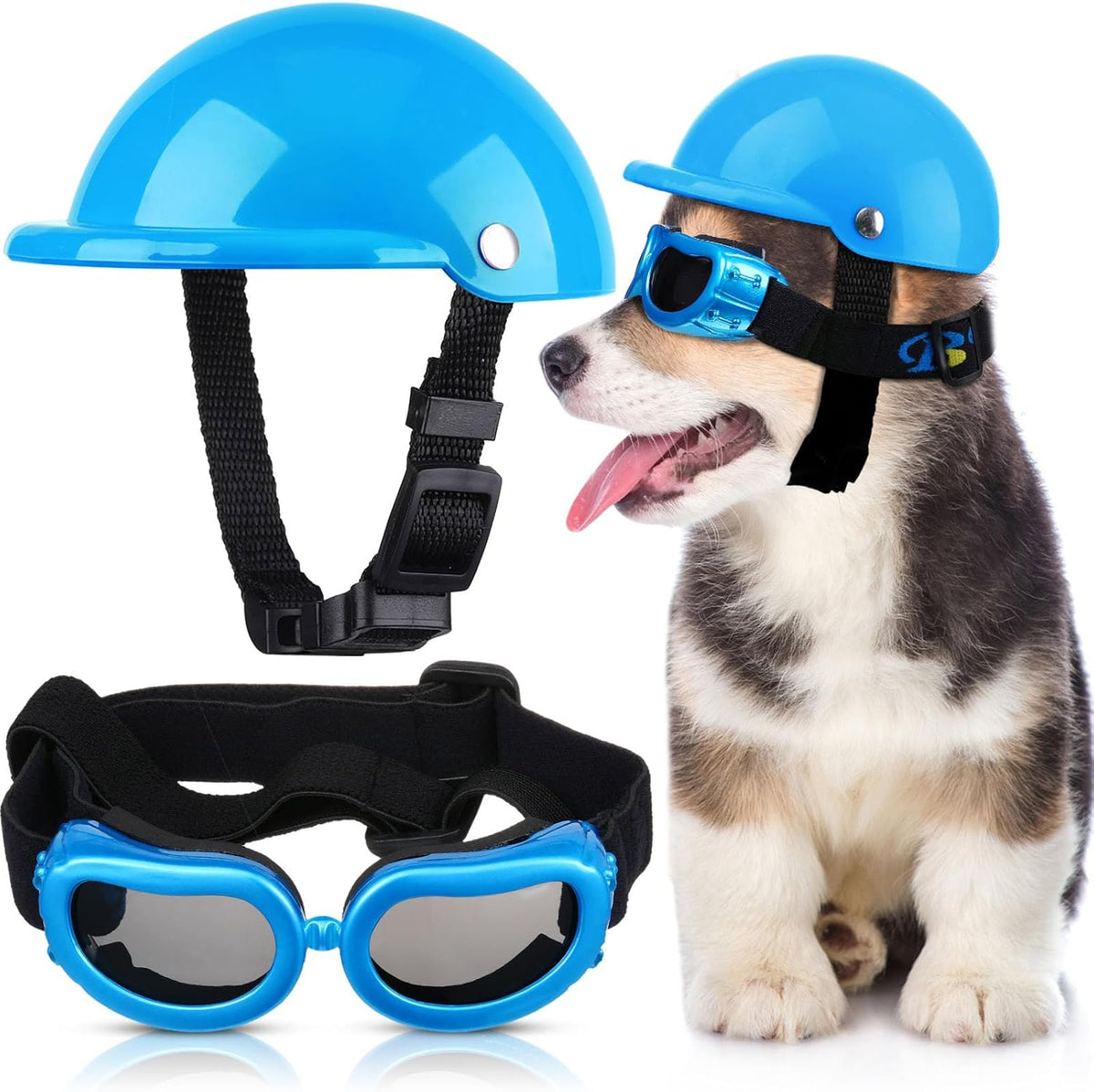 Frienda Dog Helmet and Goggles - S / Blue