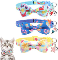 Halloween Cat Collar Breakaway with Bowtie and Bells - Summer Pattern