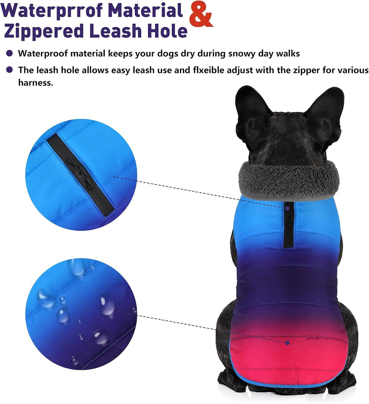 Waterproof Dog Winter Coat - Gradient Blue / S(Chest Girth:12.6-16.1") - image 2