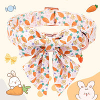 DOGWONG Fall Pumpkin Orange Plaid Dog Collar - C-Carrot sailor bow / S - image 2