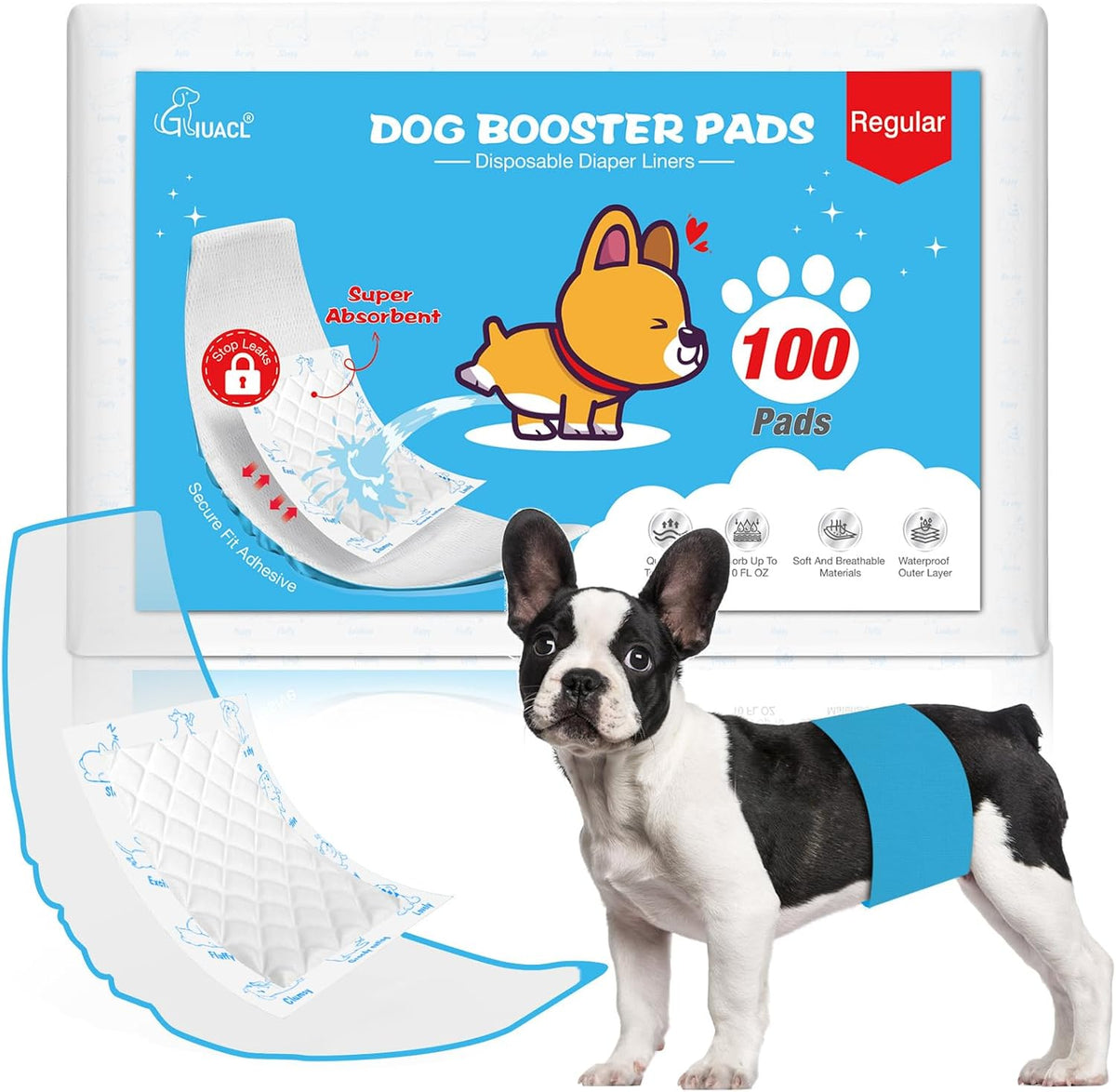 Dog Diaper Liners for Dog Diapers Male and Female 100ct Super - Regular (100 Count)