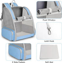Cat Backpack Carrier, Small Dog Carrier Backpack with Fully Ventilated Mesh, Kitten Wand Feather - Blue - image 2