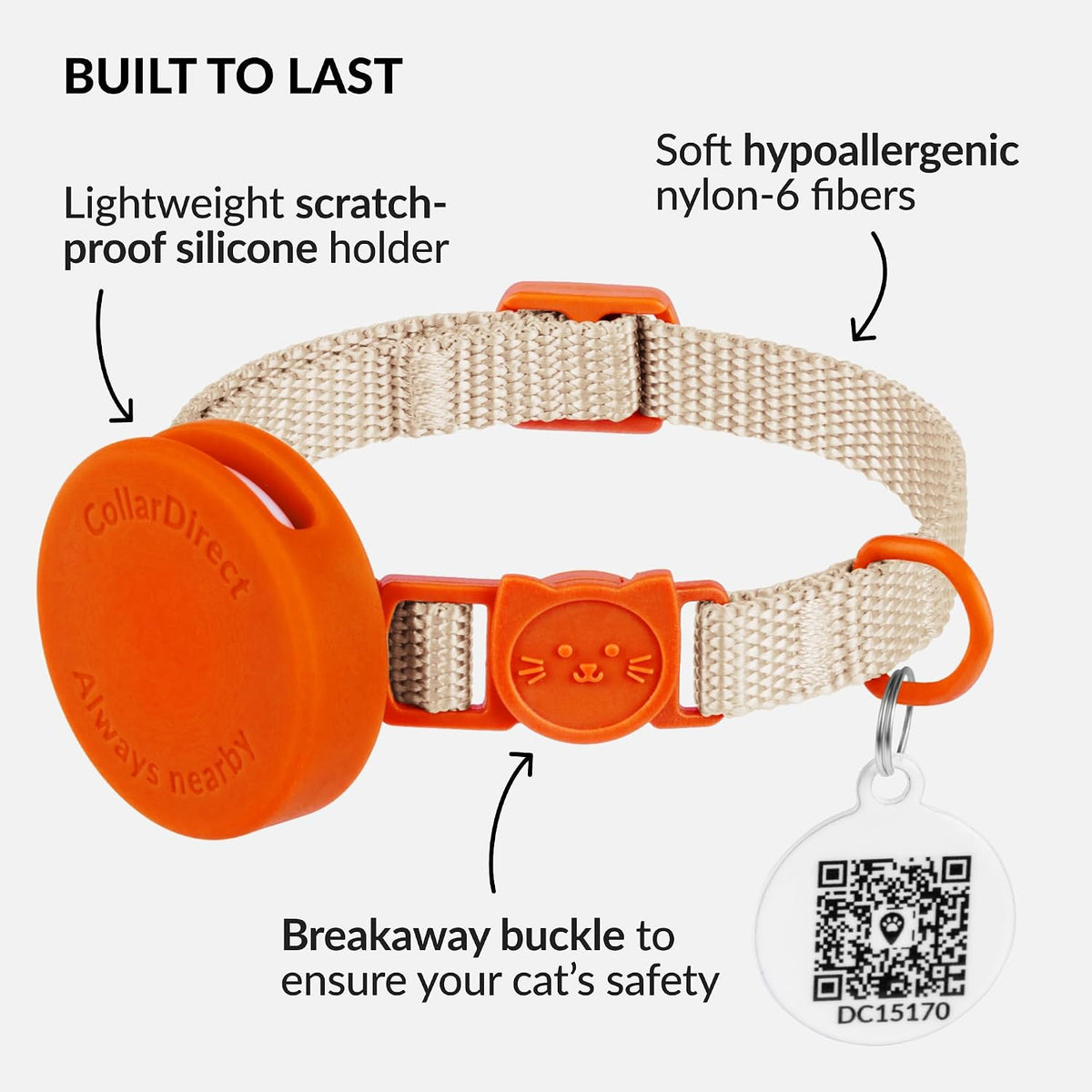 Tribal Aztec Cat Collar 2-Pack, Breakaway with Bell – Essentials for Cats - Orange, AirTag Holder, 6-7" - image 3