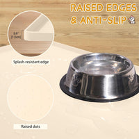 MateeyLife Silicone Cat & Dog Food Mat for Floors Waterproof - Beige / 18"L x 12"W - image 4