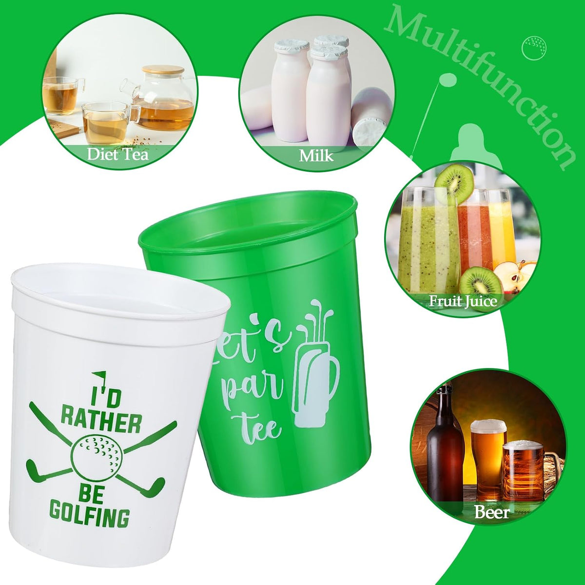 Norme 24 reusable plastic soccer party cups in 4 printed styles - view 18