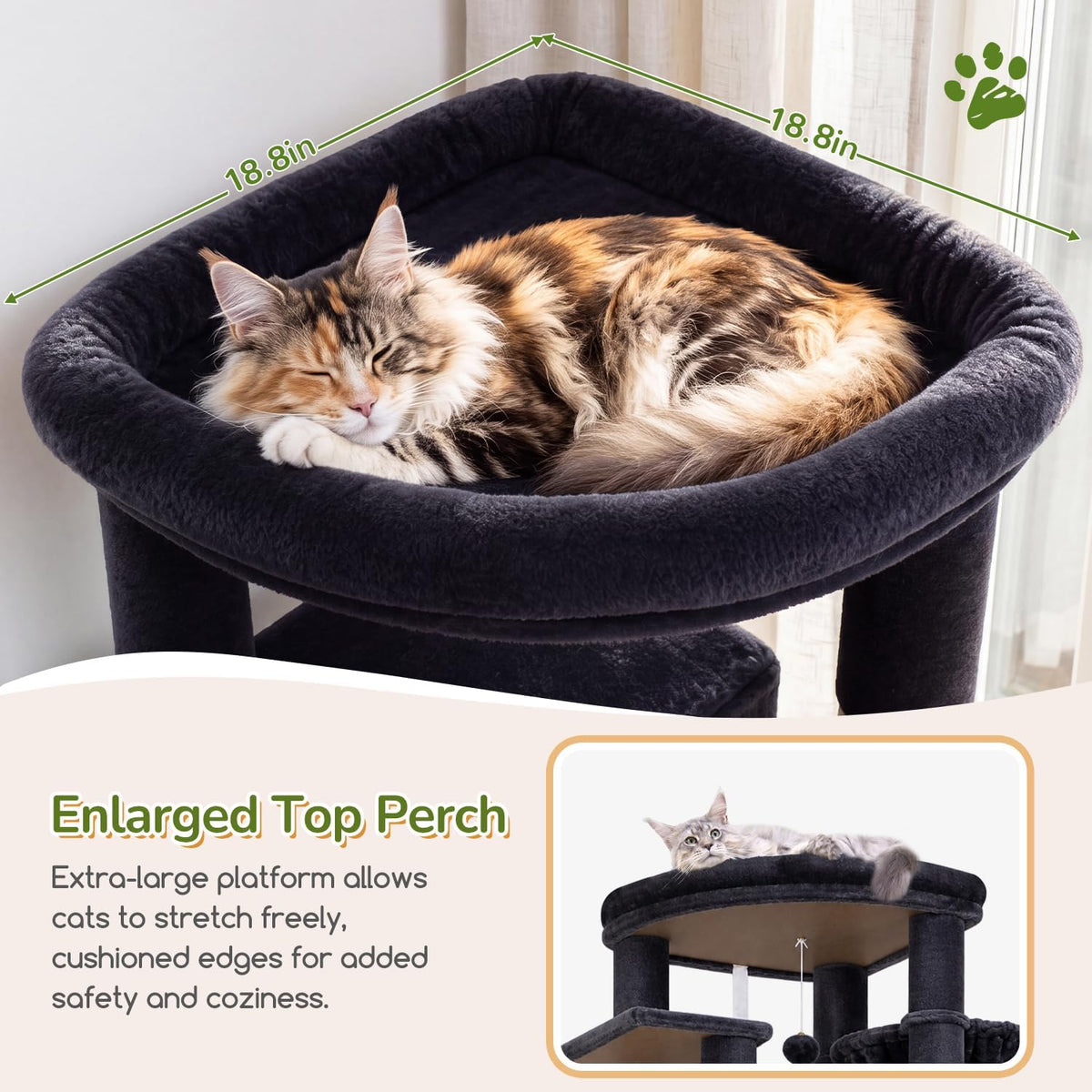 Globlazer 74in Heavy Duty Cat Tree Tower for Indoor Cats Large Adult - Dark Grey / 74inch - image 2
