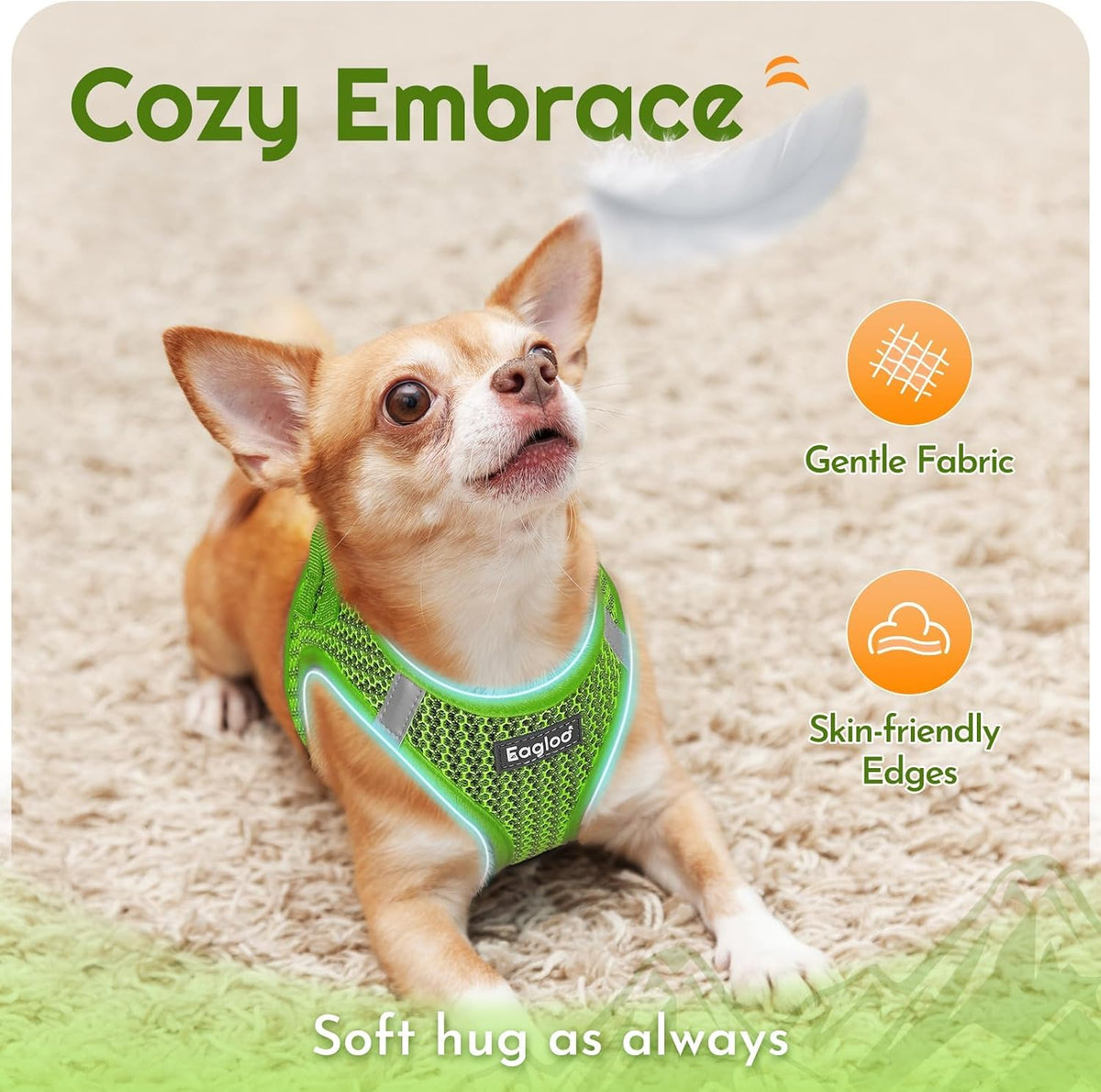 Eagloo Small Dog Harness and Leash Set - M(Chest:16.0"-18.5") / Green - image 2