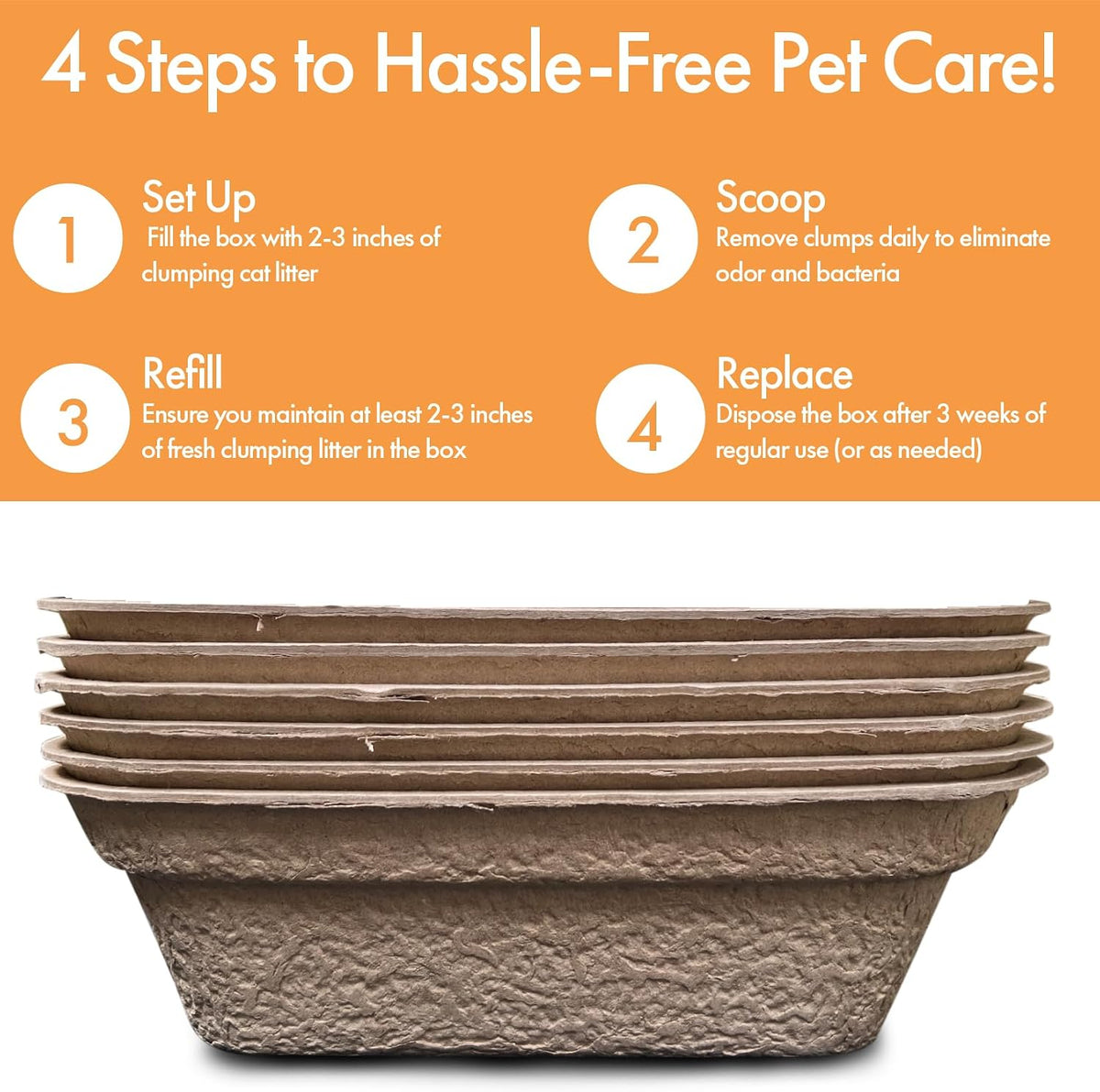 Disposable Litter Boxes – Daily Care for Cats - Brown / Large 6-Pack - image 2