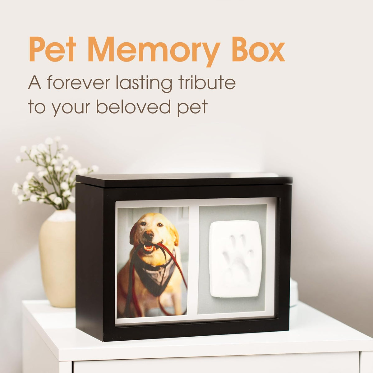 Pearhead Pet Ceramic Forever in Our Hearts Urn, Pet Memorial - Black Clay Pawprint Urn - image 4