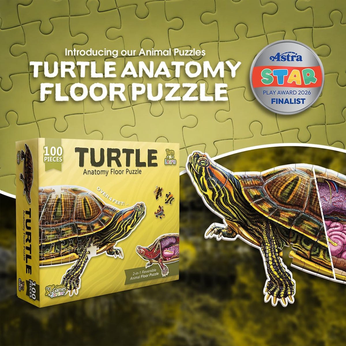 Genius Games shark anatomy floor puzzle showing a great white shark and its anatomy - view 22