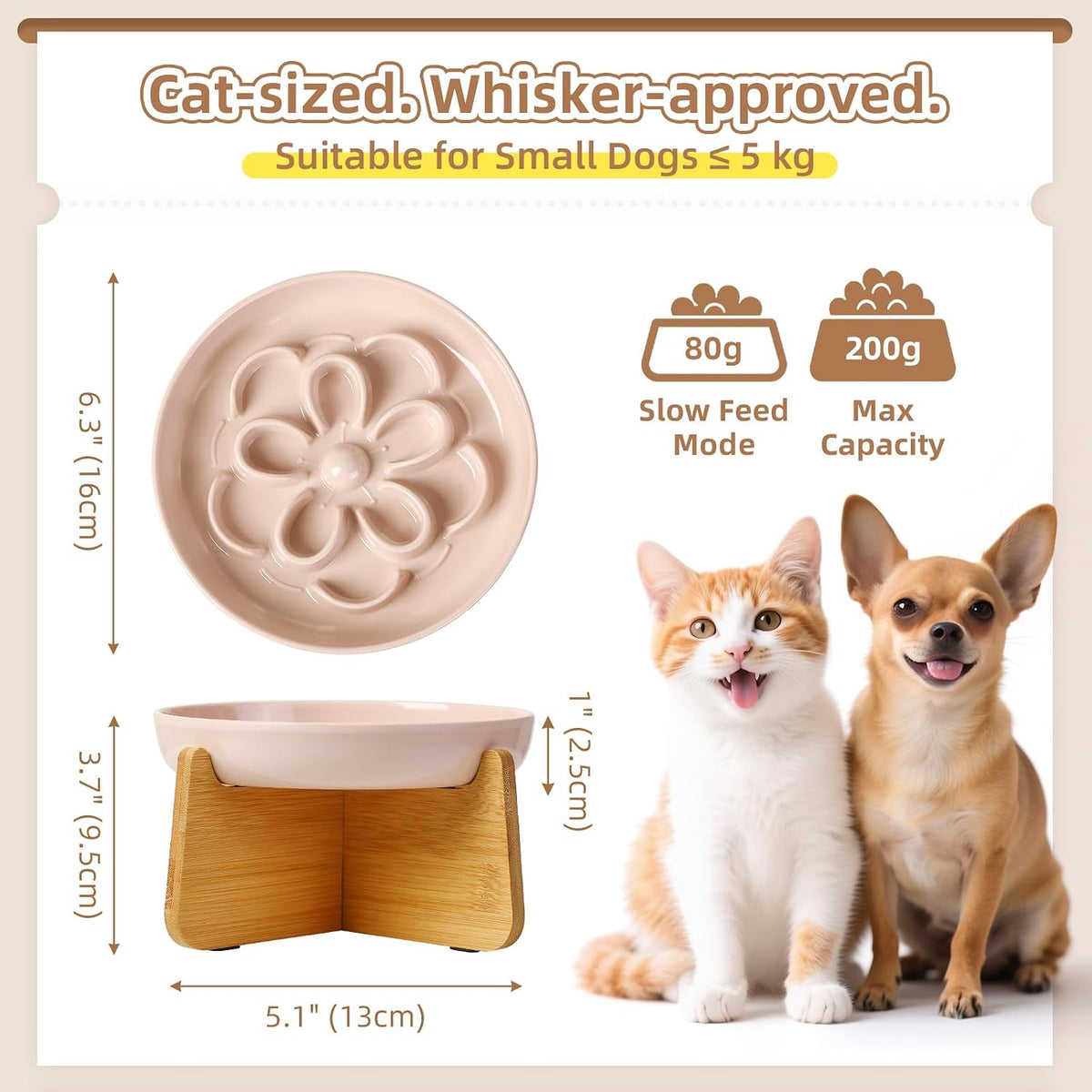Melamine Cat Slow Feeder Bowl Set - Pink / 1 PACK - with Stand - image 2