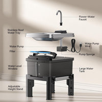 9L/2.38Gal Dog Water Fountain Elevated with 4-Height Adjustable Stand - Black - image 4